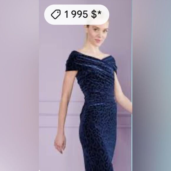 Talbot Runhof royal blue leopard print dress, US14 - Picture 3 of 11